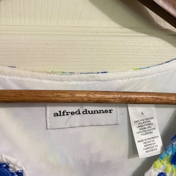 Alfred Dunner Womens Blue Crochet Asymmetrical Beaded Embellished Blouse Small - Picture 2 of 7